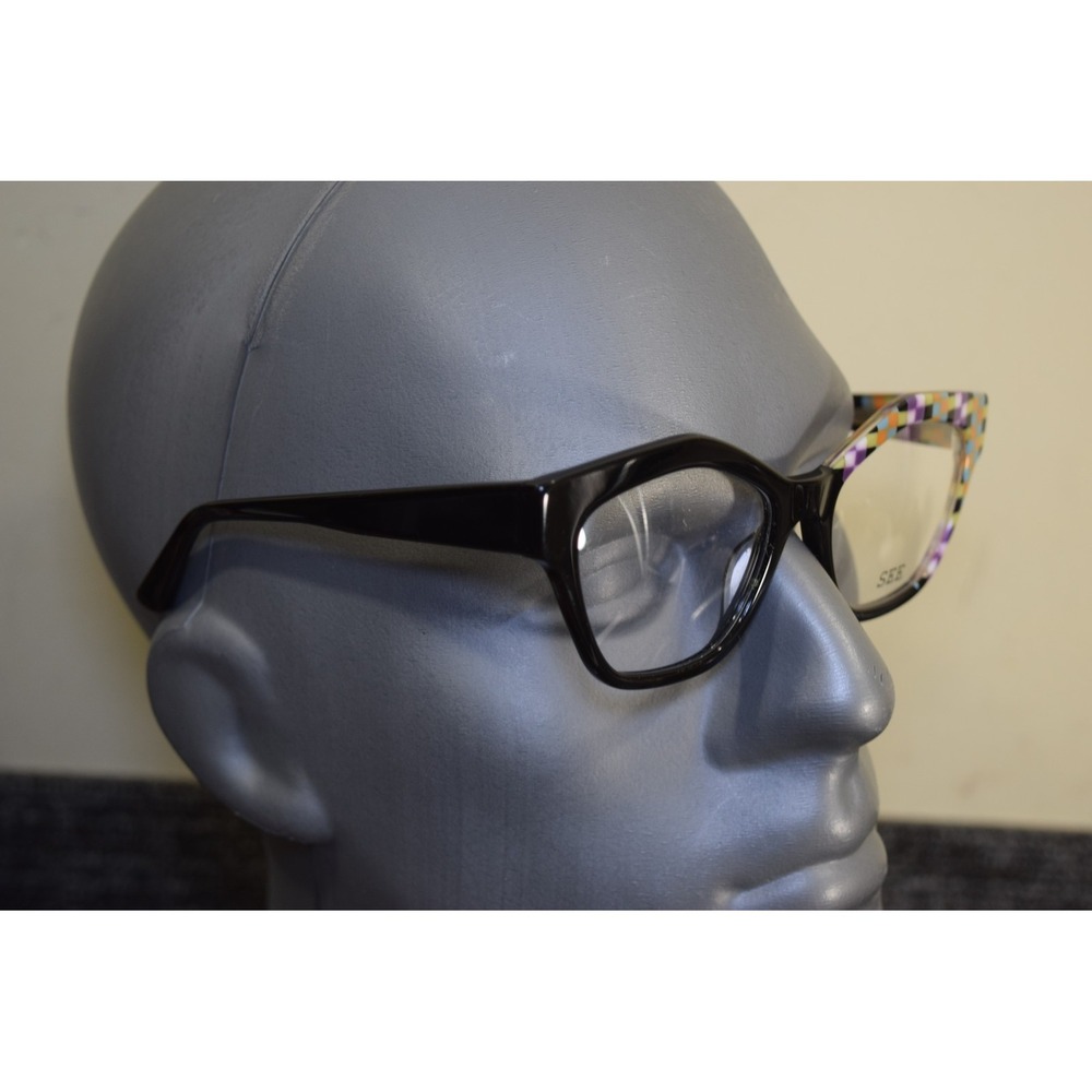 SEE Eyewear 3645 Designer Frames 56 20 140 Italy Made Rad Mod Hip Checkerboard